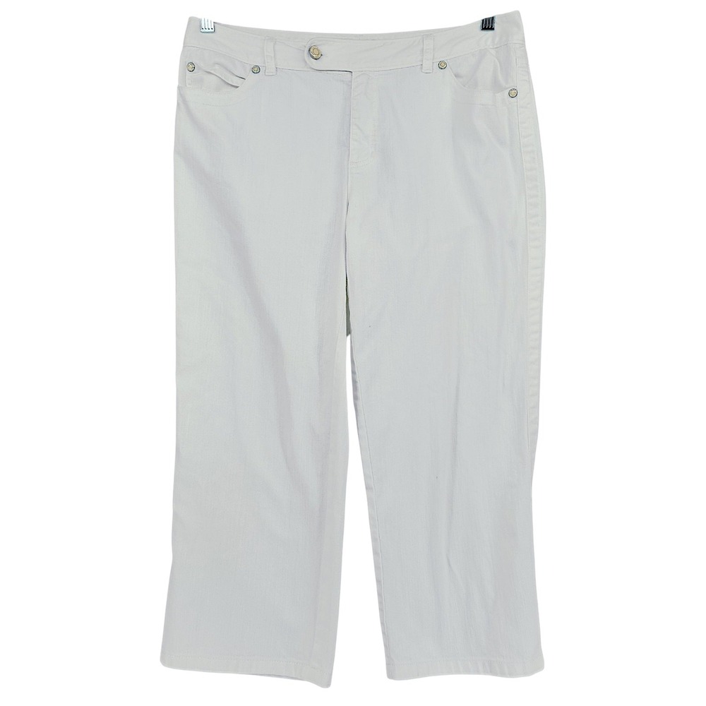 Talbots Capri Pants 10 Womens White Stretch Cotton Cropped Casual Career Summer